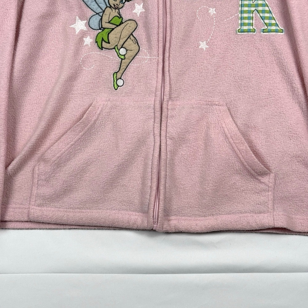 Disney Tinker Bell Pink Fleece Full Zip Womens Fleece Jacket Cardigan Sweater XL - Picture 4 of 12